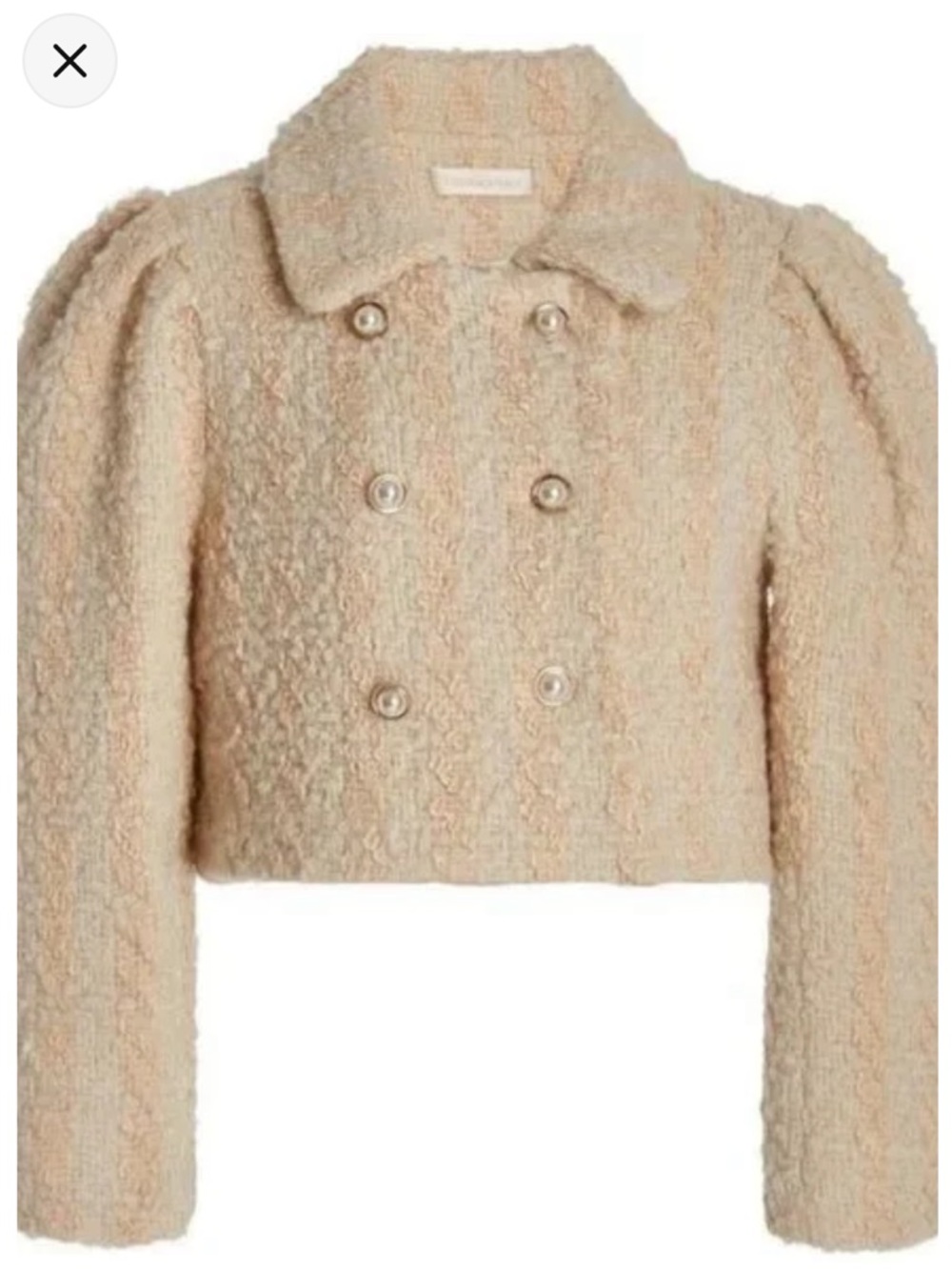 LoveShackFancy | Women’s ‘Harvest White’ Tweed Pearl-Button Cropped Jacket Sz 12 - Picture 2 of 16